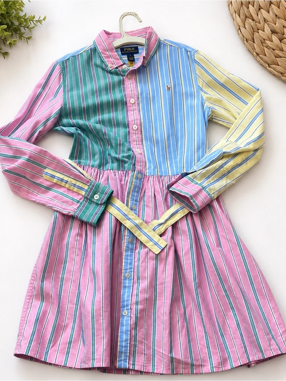 Polo by Ralph Lauren Multi-Color Striped Cotton Shirt Dress
